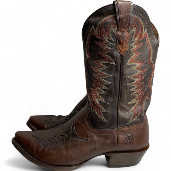 Ariat Brown Leather Western Cowboy Biker Boots Men's 10.5 EE Wide - Picture 7 of 12